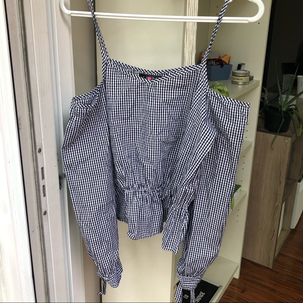 Gingham Open Shoulder Top 💞